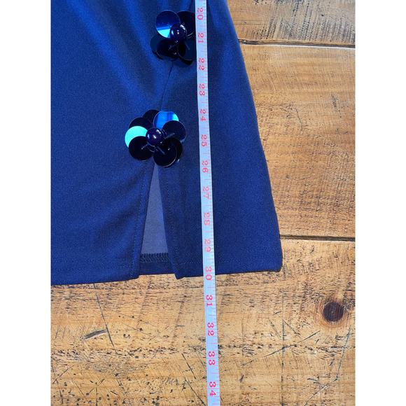 NWT Womens Cider Navy Blue Sleeveless Mini Dress‎ Flower Detail Slit Size Small - Picture 6 of 7